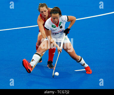 Londra, Regno Unito. 07Th Giugno, 2019. Londra, Inghilterra. Giugno 07: Charlotte Stapenhorst della Germania durante il connettore FIH Pro League tra la Gran Bretagna e la Germania a Lee Valley Hockey e il Centro Tennis il 07 giugno 2019 a Londra, Inghilterra. Credit: Azione Foto Sport/Alamy Live News Foto Stock