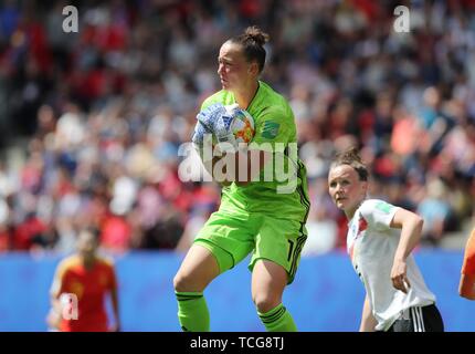 Rennes, Francia. Il giorno 08 Giugno, 2019. firo: 08.06.2019, calcio, donne, signori, 2018/2019, della Coppa del Mondo FIFA in Francia, Coppa del Mondo Donne, squadra nazionale, Germania, GER - Cina goalwoman Almuth SCHULT, GER | Utilizzo di credito in tutto il mondo: dpa/Alamy Live News Foto Stock