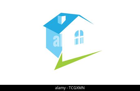Creative house real estate logo vettoriale simbolo di design con un segno di spunta verde simbolo Illustrazione Vettoriale