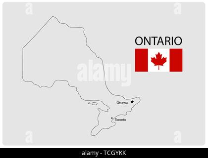 Illustrazione Vettoriale di Ontario Mappa. Canada provincia. Illustrazione Vettoriale