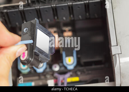 Dettaglio del computer cartucce di inchiostro per stampante Foto Stock