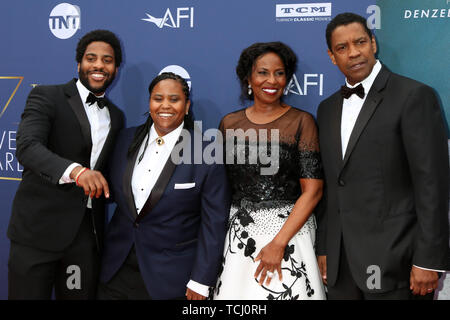 6 giugno 2019 - Los Angeles, CA, Stati Uniti d'America - LOS ANGELES - giu 6: John David Washington, Katia Washington, Pauletta Washington, Denzel Washington ai successi di AFI Denzel Washington presso il Teatro di Dolby il 6 giugno 2019 a Los Angeles, CA (credito Immagine: © Kay Blake/ZUMA filo) Foto Stock