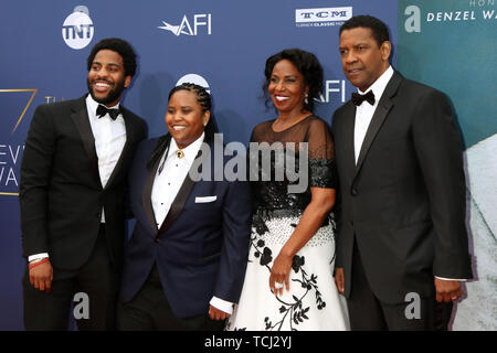 6 giugno 2019 - Los Angeles, CA, Stati Uniti d'America - LOS ANGELES - giu 6: John David Washington, Katia Washington, Pauletta Washington, Denzel Washington ai successi di AFI Denzel Washington presso il Teatro di Dolby il 6 giugno 2019 a Los Angeles, CA (credito Immagine: © Kay Blake/ZUMA filo) Foto Stock