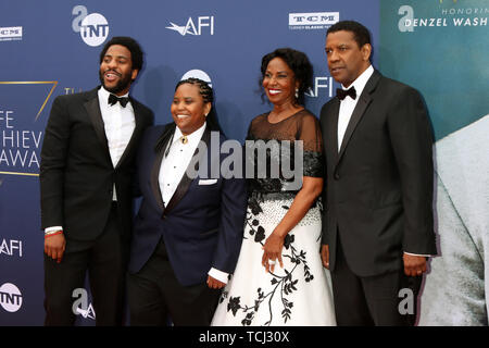 6 giugno 2019 - Los Angeles, CA, Stati Uniti d'America - LOS ANGELES - giu 6: John David Washington, Katia Washington, Pauletta Washington, Denzel Washington ai successi di AFI Denzel Washington presso il Teatro di Dolby il 6 giugno 2019 a Los Angeles, CA (credito Immagine: © Kay Blake/ZUMA filo) Foto Stock