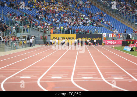 Roma, Italia - Jun 06: le donne 100m evento durante la IAAF Diamond League 2019 Golden Gala Pietro Mennea a Roma Foto Stock