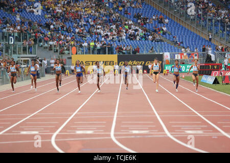 Roma, Italia - Jun 06: le donne 100m evento durante la IAAF Diamond League 2019 Golden Gala Pietro Mennea a Roma Foto Stock