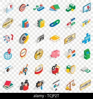 Icone di Destinazione impostato, stile isometrico Illustrazione Vettoriale