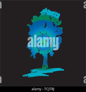 Neon di illustrazione di un albero e ohm in esso. Illustrazione Vettoriale