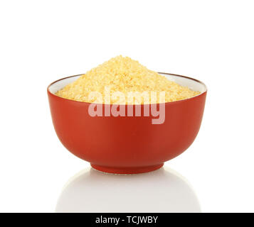 Cristalli di gelatina in una ciotola isolato su bianco close-up Foto Stock