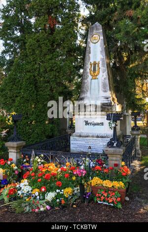 Tomba di Ludwig van Beethoven, compositore di Vienna il cimitero centrale di Vienna, Austria Foto Stock