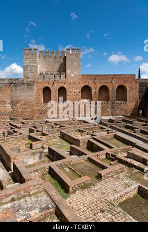 Barrio Castrense, Alcazaba dell'Alhambra di Granada, Andalusia, Spagna Foto Stock