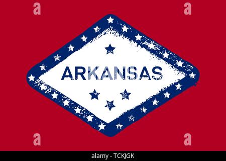 Arkansas Grunge Flag. American simbolo dello stato. La texture di sfondo Banner Poster t-shirt Print Illustrazione Vettoriale