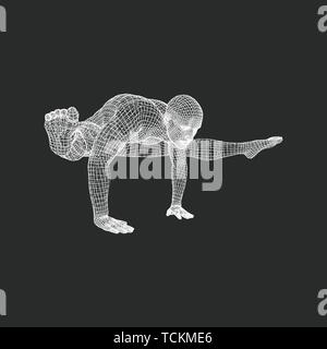 Mano posa permanente. L'uomo facendo esercizi yoga - handstand. Uno stile di vita sano. Corpo di stretching. L'uomo la pratica dello yoga. Illustrazione Vettoriale