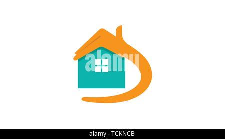 Creative a mano per uso domestico di cura moderno unico simbolo del Logo Design Illustrazione Illustrazione Vettoriale