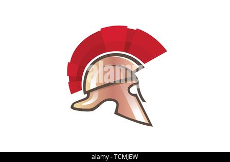 Creative casco Spartan simbolo Logo design vettore illustrazione Illustrazione Vettoriale