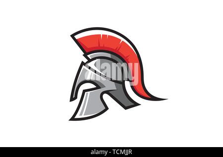 Creative casco Spartan simbolo Logo design vettore illustrazione Illustrazione Vettoriale