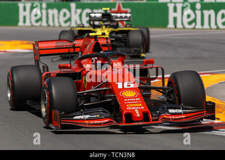 Quebec, Canada. 8 Giugno, 2019. CHARLES LECLERC di Monaco alla guida della (16) La Scuderia Ferrari SF90 sulla via durante la pratica finale per la F1 nel Gran Premio del Canada sul Circuito Gilles Villeneuve su Giugno 08, 2019 a Montreal, Canada. Credito: Andrew mento/ZUMA filo/Alamy Live News Foto Stock