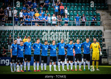 Tallinn, Estonia. Il giorno 08 Giugno, 2019. Team Estonia visto prima dell'Euro 2020 qualificatori gioco tra Estonia e Irlanda del Nord a Tallinn. (Punteggio finale; Estonia 1:2 Irlanda del Nord) Credito: SOPA Immagini limitata/Alamy Live News Foto Stock