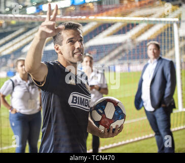 Chester, Pennsylvania, USA. 8 Giugno, 2019. Unione di Philadelphia centrocampista ILSINHO (25)lascia il passo con la palla di gioco a Talen Energy Stadium di Chester PA Credito: Ricky Fitchett/ZUMA filo/Alamy Live News Foto Stock