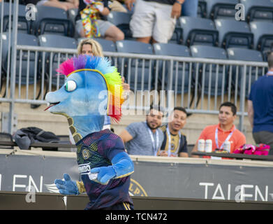 Chester, Pennsylvania, USA. 8 Giugno, 2019. Philadelphia europea mascot, Phang al Pride Notte a Talen Energy Stadium di Chester PA Credito: Ricky Fitchett/ZUMA filo/Alamy Live News Foto Stock