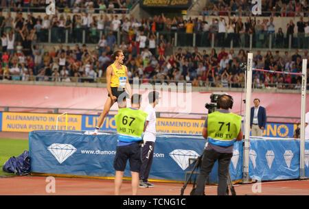 Roma, Italia - Jun 06: Gianmarco Tamberi dell Italia cancella 2,28m in corrispondenza del suo terzo e ultimo tentativo in Uomini Salto in alto evento durante la IAAF Diamond League 20 Foto Stock