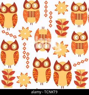 Abstract gufi seamless pattern. Esso si trova nel menu swatch, vettore. Isolato su sfondo bianco Illustrazione Vettoriale