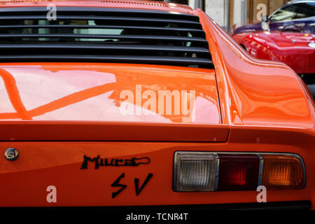 MODENA, Italia, 16 maggio 2019 - Motor Valley Fest mostra, Lamborghini Miura design Foto Stock