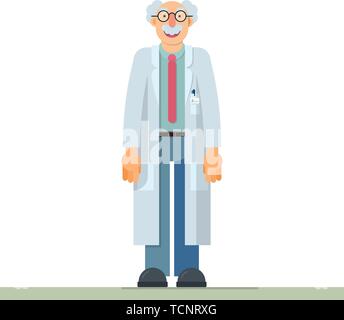 Carino illustrazione vettoriale di scienziato inventore in stile piatto Illustrazione Vettoriale