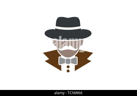 Detective testa umana simbolo Logo Design vettore illustrazione Illustrazione Vettoriale