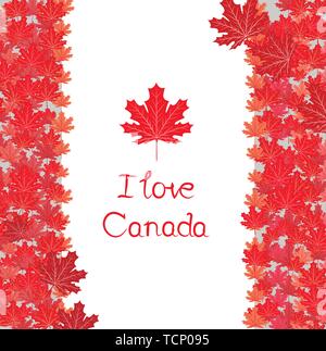 Happy canada day template vettoriale con foglie di acero Illustrazione Vettoriale