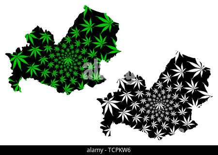 Molise (regione autonoma di Italia, Repubblica italiana) mappa è progettato Cannabis leaf verde e nero, Molise mappa fatta di marijuana (marihuana,THC) foli Illustrazione Vettoriale