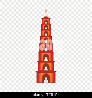 Tran Quoc Pagoda in Hanoi, icona di stile cartoon Illustrazione Vettoriale