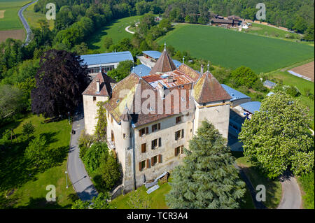 Castello St Barthelemy, Chateau de Saint-Barthelemy, Saint-Barthelemy, Vaud, Svizzera Foto Stock