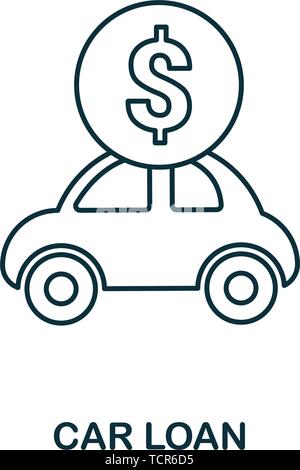 Icona del profilo del prestito auto. Icone di stile sottile della collezione di icone di finanza personale. Web design, app, software e stampa semplice auto prestito icona Illustrazione Vettoriale