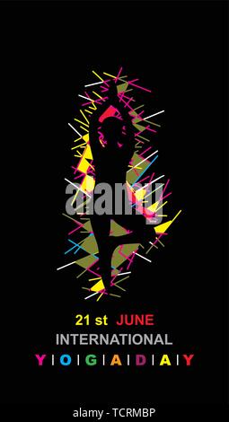 Illustrazione Vettoriale di Yoga giugno xxi international yoga giorno. Lo Yoga Silhouette Stock illustrazione.yoga immagine vettoriale. Illustrazione Vettoriale