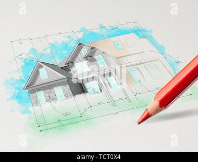 Disegno colorato piano casa concept Foto Stock