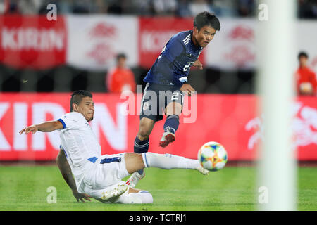 Miyagi, Giappone. Il 9 giugno, 2019. Takefusa Kubo (JPN) Calcio/Calcetto : Kirin Challenge Cup international amichevole tra Giappone 2-0 El Salvador a Hitomebore Stadium di Miyagi, Giappone . Credito: Kenichi Arai/AFLO/Alamy Live News Foto Stock