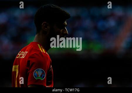 MARCOS ASENSIO durante il campionato europeo di match di qualificazione SPAGNA VS SVEZIA. MADRID, 10 giugno. Credito: CORDON PREMERE/Alamy Live News Foto Stock