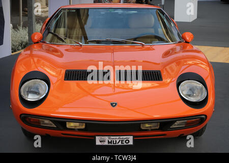 MODENA, Italia, 16 maggio 2019 - Motor Valley Fest mostra, Lamborghini Miura design Foto Stock