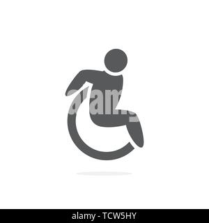 Icona di sedia a rotelle isolati su sfondo bianco Illustrazione Vettoriale