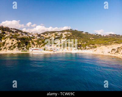 Vista aerea di Portichol Barraca beach a Javea, Spagna Foto Stock