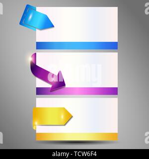 Banner metallico e freccia imposta isolati su sfondo bianco Illustrazione Vettoriale