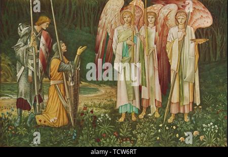 "La visione del Santo Graal', 1891. Creatori: John Henry Dearle, Sir Edward Coley Burne-Jones. Foto Stock