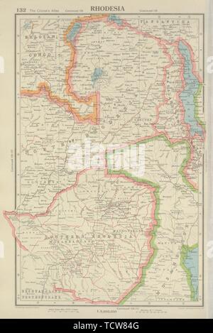 SOUTHERN & Rhodesia settentrionale. Zambia Zimbabwe Nyasaland Malawi 1947 mappa vecchia Foto Stock