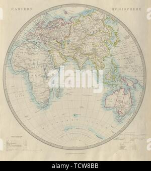 Emisfero Orientale. Europa Africa Asia Australia. SDUK 1874 antica mappa Foto Stock