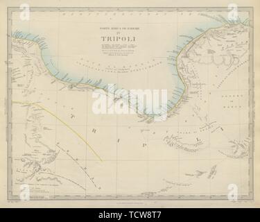 La Libia. Golfo di sidra sirte. Il nord Africa o di barberia. Tripoli. SDUK 1874 mappa Foto Stock