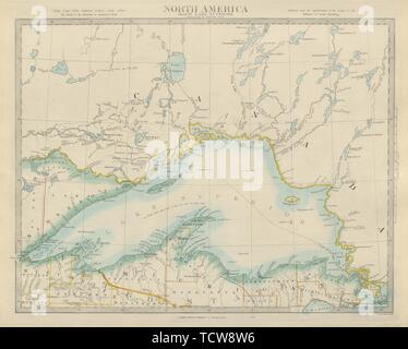 Lago Superiore Canada Stati Uniti Ontario Michigan Wisconsin Minnesota SDUK 1874 mappa Foto Stock