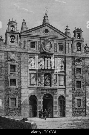 España. Castilla y León. Avila. Fachada Principali de la Iglesia y Convento del Santa Teresa. Construido en el solar de la casa donde nació Santa Teresa de Jesús. Dibujo por Nao. Grabado por Rico. La Ilustración Española y Americana, suplemento al Núm. XXXVII, octubre de 1882. Foto Stock