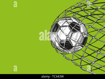 Calcio, calcio, obiettivo è venuto nel gate, Win, gioco di sport, emblema di segno, disegnati a mano illustrazione vettoriale schizzo Illustrazione Vettoriale