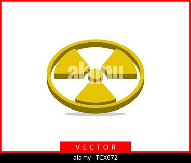 Icona di radiazione vettore. Avvertenza segno radioattivi simbolo di pericolo. Illustrazione Vettoriale